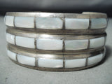 Native American Fabulous Vintage Zuni Pearl Channel Sterling Silver Bracelet-Nativo Arts