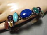 Dramatic Vintage Zuni Native American Turquoise Lapis Sterling Silver Bracelet-Nativo Arts