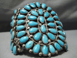 Colossal Vintage Native American Navajo Tears Of Joy Turquoise Sterling Silver Bracelet Old-Nativo Arts