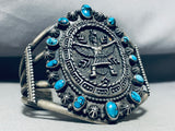 Kachina Bisbee Turquoise Vintage Native American Navajo Sterling Silver Bracelet-Nativo Arts