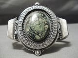 Thick Heavy Vintage Native American Navajo Green Spiderweb Turquoise Sterling Silver Bracelet-Nativo Arts