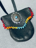 Very Rare Vintage Native American Navajo Turquoise Sterling Silver Necklace Pouch-Nativo Arts
