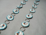 One Of The Most Detailed Vintage Zuni Native American Turquoise Concho Belt Old-Nativo Arts