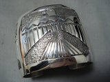 Tremendous Navajo Sterling Silver Thunderbird Bracelet Native American-Nativo Arts