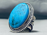 Massive Vintage Native American Navajo Blue Diamond Turquoise Sterling Silver Ring-Nativo Arts