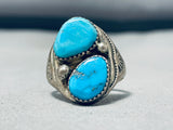 Tremendous Vintage Native American Navajo Turquoise Sterling Silver Ring-Nativo Arts