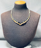 One Of The Most Unique Native American Navajo Pueblo Sterling Silver Inlay Necklace-Nativo Arts