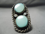 Marvelous Vintage Native American Navajo Turquoise Sterling Silver Ring Old-Nativo Arts