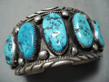 M.c. Tsosie Quality Vintage Native American Navajo Turquoise Nugget Sterling Silver Bracelet-Nativo Arts