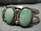 Important Early 1900's Vintage Native American Navajo Turquoise Sterling Silver Bracelet Old-Nativo Arts