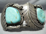 One Of The Best Vintage Native American Navajo Leaf Turquoise Sterling Silver Museum Bracelet-Nativo Arts