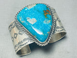 Dramatic 104 Gram Native American Navajo Blue Turquoise Sterling Silver Bracelet-Nativo Arts