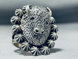 Amazing Native American Navajo Sterling Silver Buffalo Ring-Nativo Arts