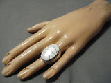 Very Rare!! White Turquoise Navajo Sterling Silver Native American Ring-Nativo Arts