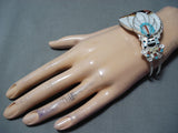 Expressive Vintage Native American Zuni Turquoise Sterling Silver Bracelet Old-Nativo Arts
