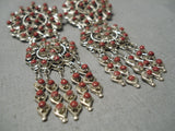 Best Snake Eyes Coral Zuni Native American Sterling Silver Earrings-Nativo Arts