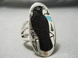 Important Inlay Master Zuni Native American Bird Sterling Silver Ring-Nativo Arts