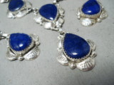 Amazing Native American Navajo Lapis Sterling Silver Necklace Earring Bracelet Ring Set-Nativo Arts