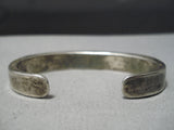 Impressive Vintage Native American Navajo Thick Pearl Sterling Silver Inlay Bracelet Old-Nativo Arts