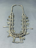Ella Peters Vintage Native American Navajo Sterling Silver Squash Blossom Necklace-Nativo Arts