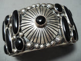 Nost Unqiue Vintage Tommy Moore Vintage Native American Navajo Onyx Sterling Silver Bracelet-Nativo Arts