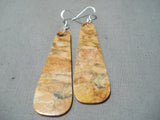 One Of The Biggest Coral Slab Native American Sterling Silver Earrings-Nativo Arts