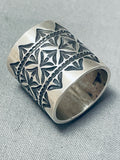 One Of The Most Uniquely Design All Silver Sterling Native American Navajo Ring-Nativo Arts