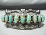 Signed Vintage Native American Navajo Royston Turquoise Sterling Silver Bracelet-Nativo Arts