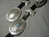 Huge And Heavy! Vintage Native American Navajo Hand Tooled Sterling Silver Turquoise Concho Belt-Nativo Arts