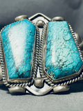 One Of The Most Chunky Vintage Native American Navajo Double Turquoise Sterling Silver Bracelet-Nativo Arts