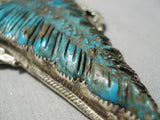 One Of Biggest Best Vintage Native American Navajo Turquoise Leaf Sterling Silver Necklace Old-Nativo Arts