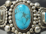 Heavy Thick Vintage Native American Navajo Turquoise Sterling Silver Rick Martinez Bracelet-Nativo Arts