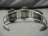 Amazing Vintage Native American Navajo Triple Turquoise Florals Sterling Silver Bracelet Cuff-Nativo Arts