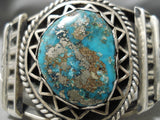 Opulent Vintage Native American Navajo Old Morenci Turquoise Sterling Silver Bracelet Old-Nativo Arts