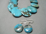 Native American Amazing Rare Round Turquoise Graduating Sterling Silver Necklace-Nativo Arts