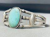 Captivating Vintage Native American Navajo Pilot Mountain Turquoise Sterling Silver Bracelet-Nativo Arts