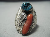 Big Mens Vintage Navajo Turquoise Sterling Silver Ring Native American Old-Nativo Arts