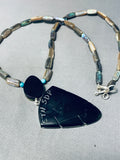 Important Santo Domingo Turquoise Inlay Sterling Silver Necklace-Nativo Arts