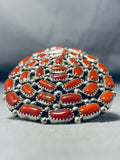 Dramatic Native American Navajo Colossal Coral Sterling Silver Ring-Nativo Arts