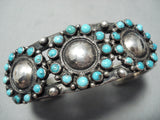 One Of Best Vintage Navajo/ Zuni Turquoise Snake Eyes Sterling Silver Bracelet-Nativo Arts