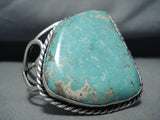 Jo Tso Fascinating Native American Navajo Turquoise Sterling Silver Huge Bracelet-Nativo Arts