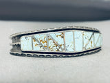 Rare Turquoise Mine Vintage Native American Navajo Inlay Sterling Silver Bracelet-Nativo Arts