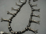 Vintage Native American Navajo Spiderweb Turquoise Sterling Silver Squash Blossom Necklace Old-Nativo Arts