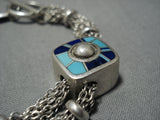 Important Vintage Native American Navajo Ray Tracy Charm Sterling Silver Turquoise Bracelet-Nativo Arts