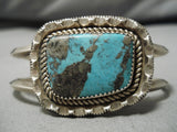 Rare Vintage Native American Navajo Basalt Turquoise Sterling Silver Bracelet Old-Nativo Arts