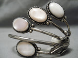 Beautiful Vintage Native American Navajo Pink Shell Sterling Silver Bracelet Old-Nativo Arts