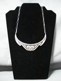 Important Vintage Native American Hopi Cleopatra Sterling Silver Waterwave Necklace-Nativo Arts