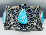 Museum Swirl Vintage Native American Navajo Blue Turquoise Sterling Silver Bracelet-Nativo Arts