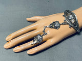 Ornamental Native American Navajo Sterling Silver Slave Bracelet Signed-Nativo Arts