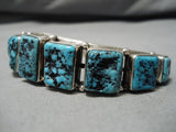 Exceptional Vintage Native American Navajo Huge Squared Turquoise Sterling Silver Bracelet-Nativo Arts